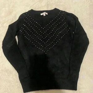 Nanette lepore fuzzy beaded sweater black xs